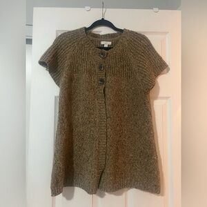 Charter Club Olive Brown Short-Sleeve Cable Knit Cardigan size L